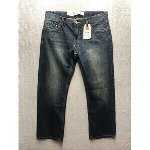 Levis 514 Straight Denim Jeans Boys Size 12 Husky Dark Distressed Wash NWT